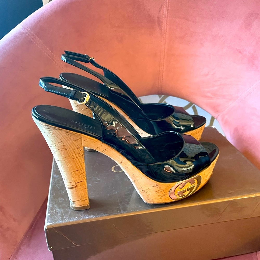 Cork heel platform Gucci shoes